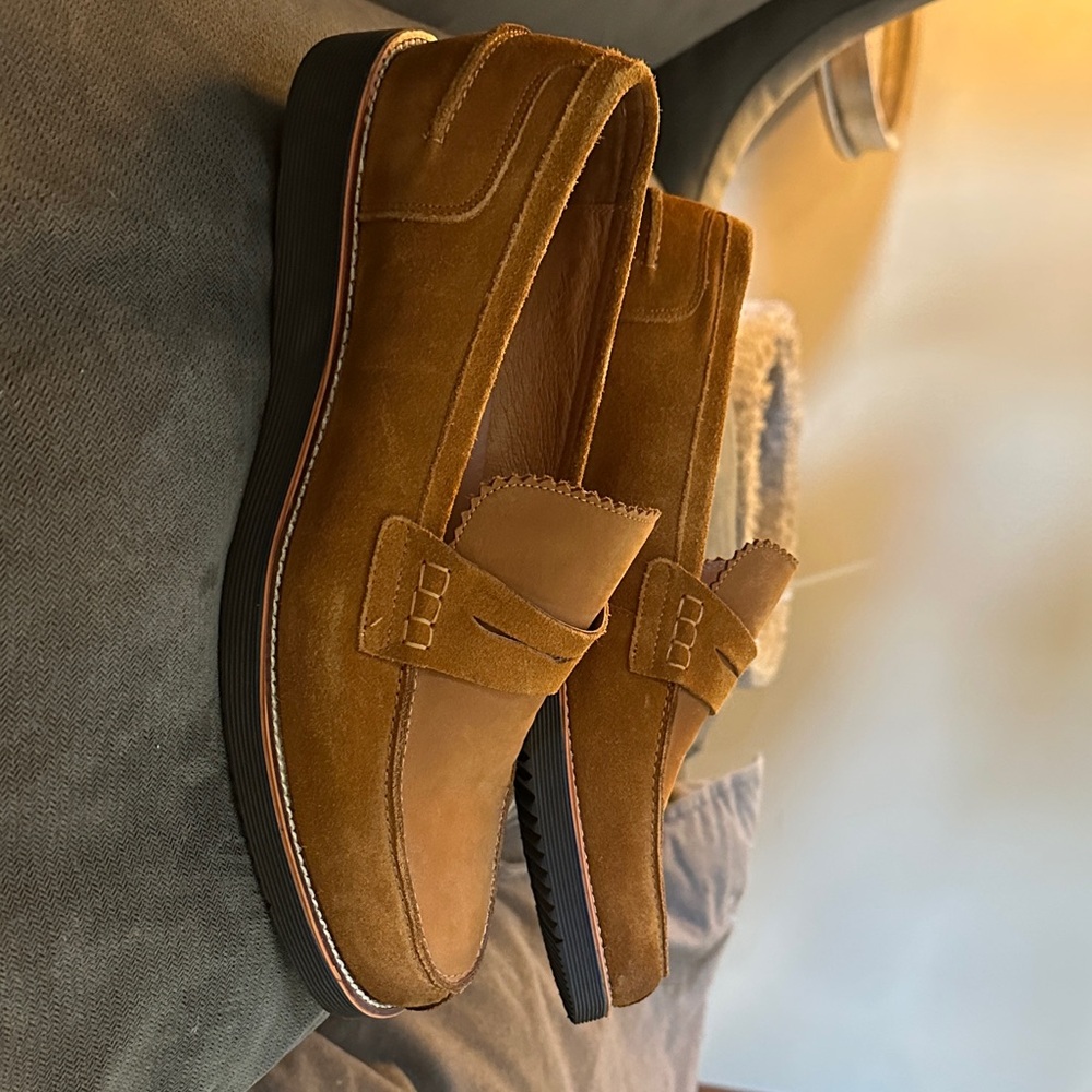 Classic Suede Penny Loafers in Cognac